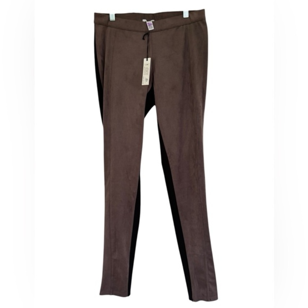 NWT Astar Women's Vegan Leather Leggings Santa Fe Brown/Gray Pants Size Small